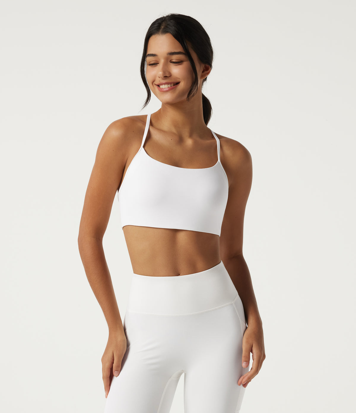 Plush Low Support Molded Spacer Workout Sports Bra — White — view 4
