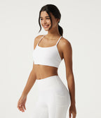 Plush Low Support Molded Spacer Workout Sports Bra — White — view 3