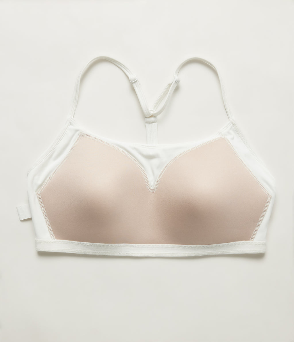 Plush Low Support Molded Spacer Workout Sports Bra — White — view 8