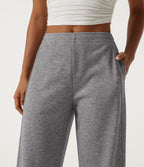 Mid Rise Inner Drawstring Barrel Leg Casual Sweatpants with Pockets — Darl Gray Floral Yarn — view 5