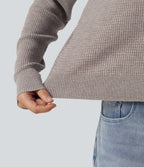 Round Neck Long Sleeve Cut-Out Back Casual Jumper — Crushed Rock — view 8