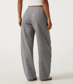 Mid Rise Drawstring Barrel Leg Casual Sweatpants with Pockets — Fog Gray — view 2