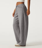Mid Rise Drawstring Barrel Leg Casual Sweatpants with Pockets — Fog Gray — view 3