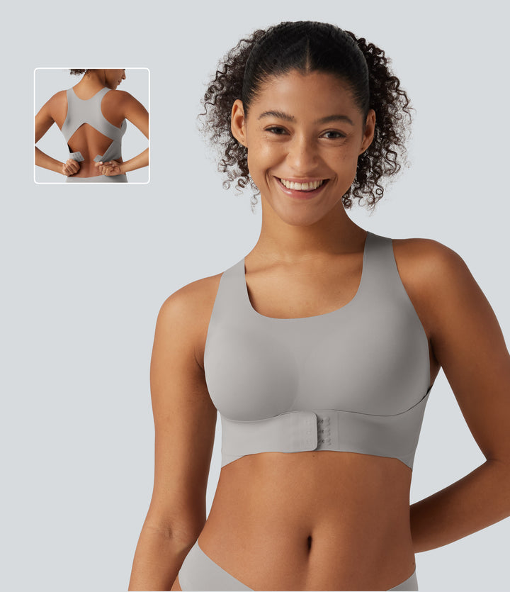 U Neck Crisscross Casual Wireless Bra with Built-in Bra for B-DD Cups — Cumulus Cloud — view 1