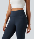 High Waisted Butt Lifting Flare Yoga Leggings with Pockets — Midnight Blue — view 4