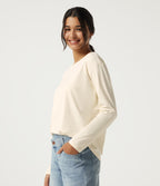 Round Neck Long Sleeve Cut-Out Back Casual Sports Top — Halo Linen — view 3