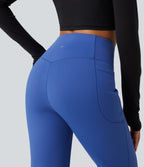 High Waisted Tummy Control Fleece Dance Joggers with Pockets — Beaucoup Blue — view 4
