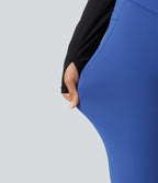 High Waisted Tummy Control Fleece Dance Joggers with Pockets — Beaucoup Blue — view 6