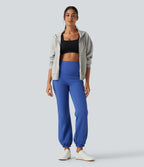 High Waisted Tummy Control Fleece Dance Joggers with Pockets — Beaucoup Blue — view 8