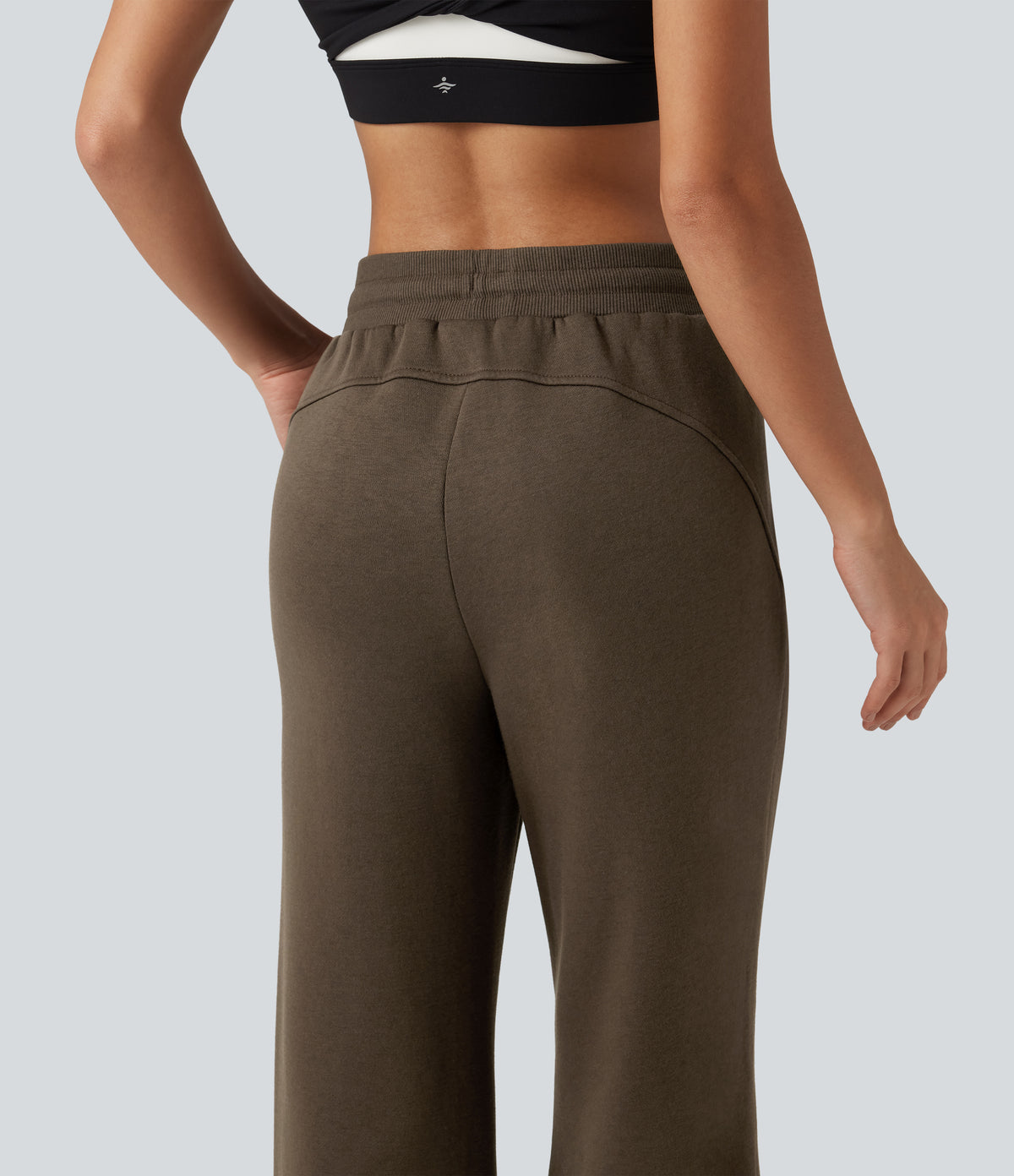Mid Rise Drawstring Bootcut Fleece Casual Sweatpants with Pockets — Rain Drum — view 5