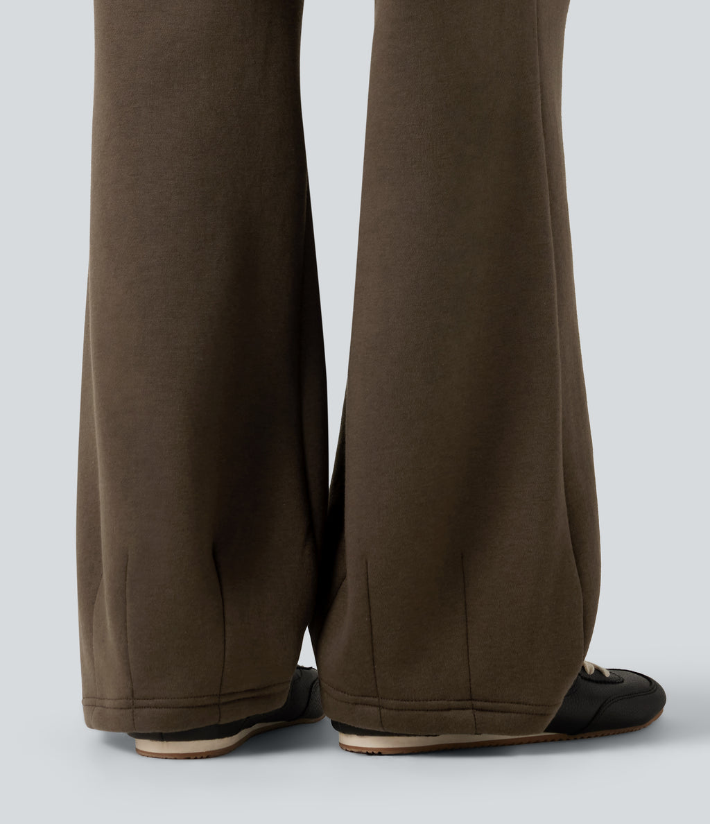 Mid Rise Drawstring Bootcut Fleece Casual Sweatpants with Pockets — Rain Drum — view 6