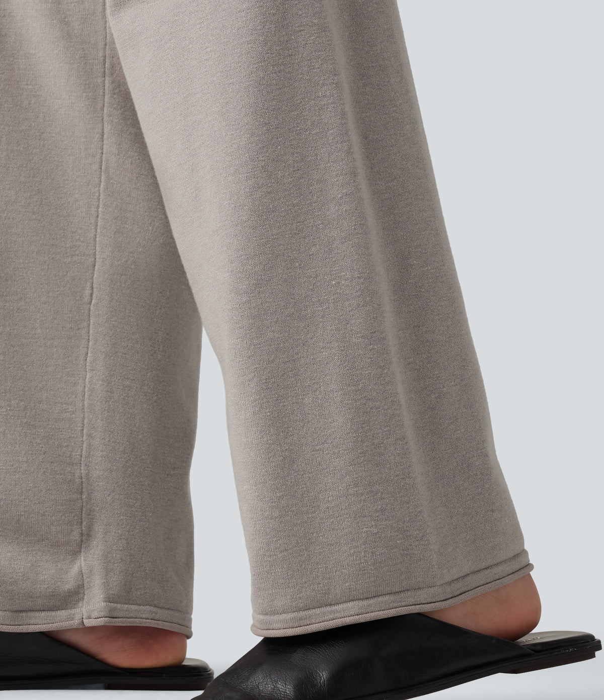 High Waisted Straight Leg Lounge Sweater Trousers — Mica Gray Denim — view 5