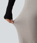 High Waisted Straight Leg Lounge Sweater Trousers — Mica Gray Denim — view 6