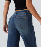 Low Rise Casual Flare Jeans with Pockets — Tide Blue Denim — view 5