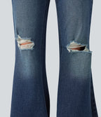 Low Rise Casual Flare Jeans with Pockets — Tide Blue Denim — view 6