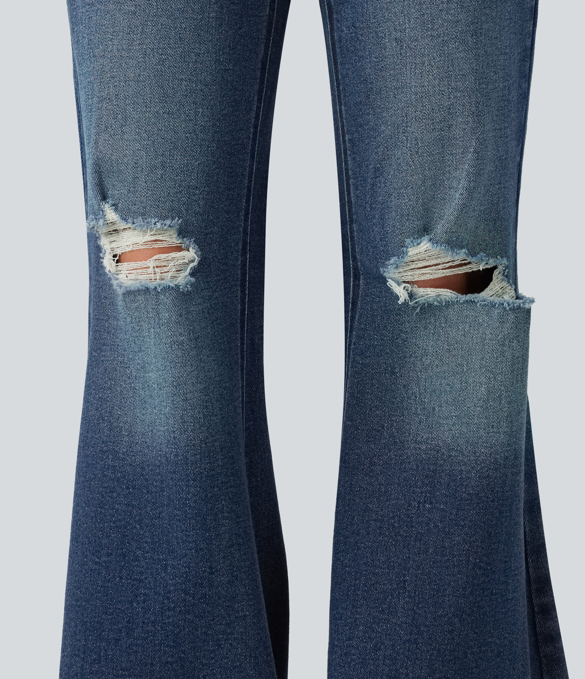 Low Rise Casual Flare Jeans with Pockets — Tide Blue Denim — view 6