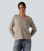 Hooded Long Sleeve Casual Jumper — Oatmeal Khaki — view 4