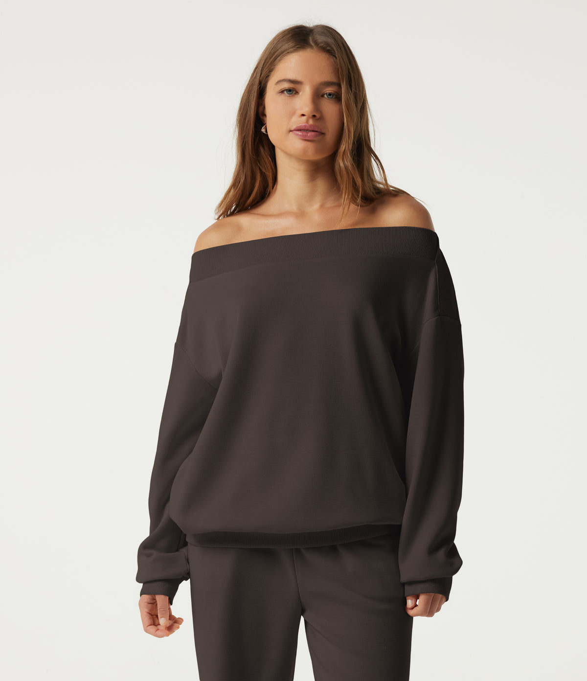 Long Sleeve Casual Sweatshirt — Dark Cinnamon — view 9