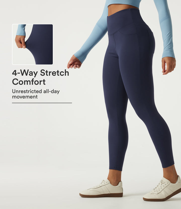Plush Thermal High Waisted Tummy Control Skinny Yoga Leggings with Pockets — Overture — view 1