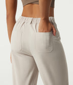 Mid Rise Straight Leg Hiking Trousers with Pockets — Lily White — view 5