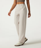 Mid Rise Straight Leg Hiking Trousers with Pockets — Lily White — view 1