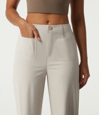 Mid Rise Straight Leg Hiking Trousers with Pockets — Lily White — view 4