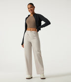 Mid Rise Straight Leg Hiking Trousers with Pockets — Lily White — view 6