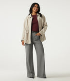 Wrinkle Recovery High Waisted Wide Leg Work Trousers with Pockets — Silent Storm — view 6