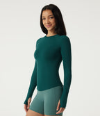 One Form Seamless Flow Round Neck Long Sleeve Casual Sports Top — Botanical Garden — view 3