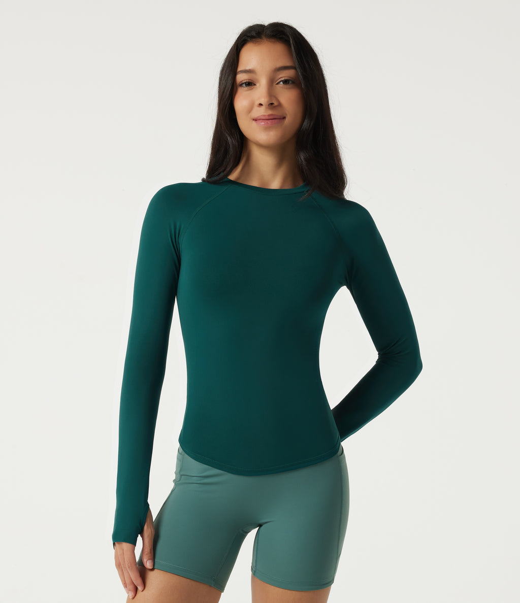 One Form Seamless Flow Round Neck Long Sleeve Casual Sports Top — Botanical Garden — view 4