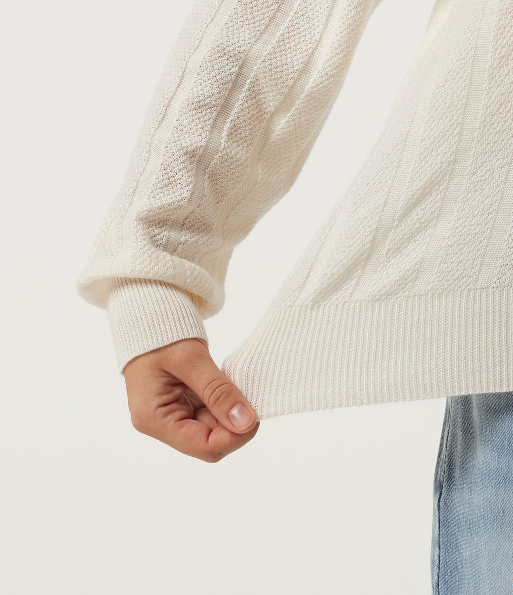 Long Sleeve Color Block Work Jumper — Rice Khaki — view 6