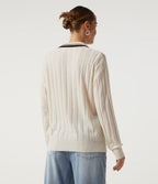 Long Sleeve Color Block Work Jumper — Rice Khaki — view 2