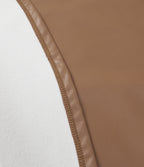 High Waisted 2-in-1 A Line Mini Fleece Casual PU Leather Skirt with Pockets — Rustic Brown — view 7