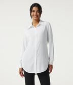 Wrinkle Recovery Long Sleeve Curved Hem Work Shirt — White — view 4