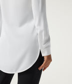 Wrinkle Recovery Long Sleeve Curved Hem Work Shirt — White — view 6