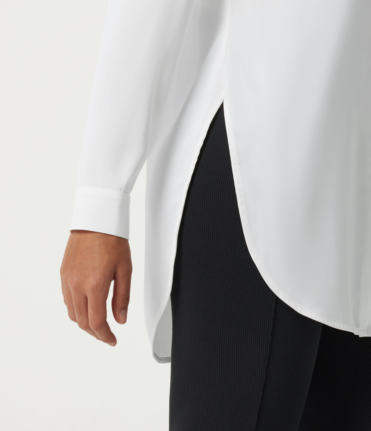 Wrinkle Recovery Long Sleeve Curved Hem Work Shirt — White — view 7