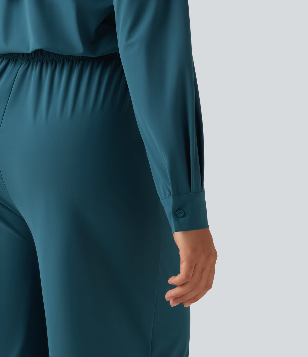 Long Sleeve Straight Leg Work Shirt Jumpsuit with Pockets-Edition — Dragonfly — view 6