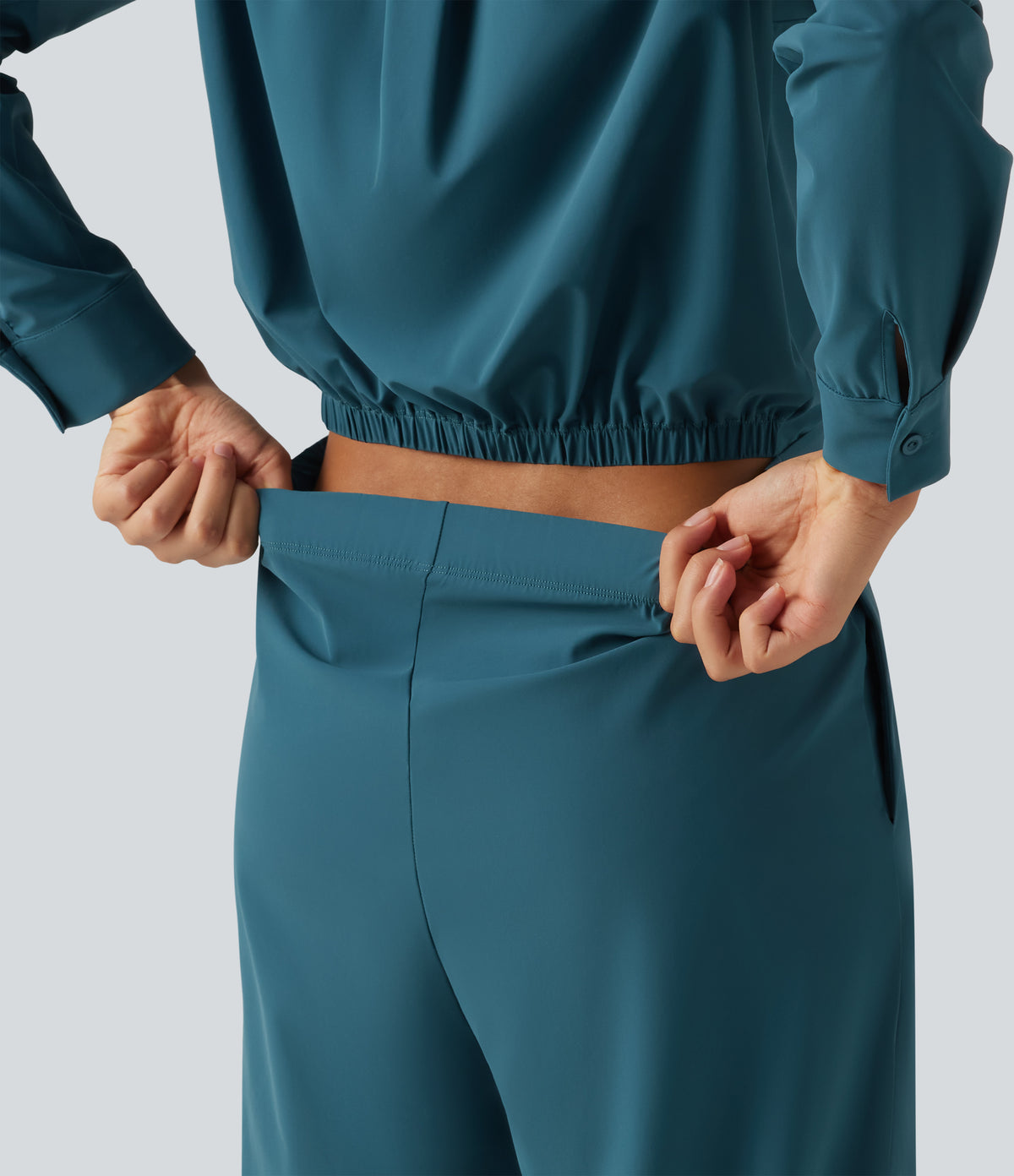 Long Sleeve Straight Leg Work Shirt Jumpsuit with Pockets-Edition — Dragonfly — view 5