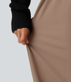Wrinkle Recovery Mid Rise Ruched Work Joggers with Pockets — Burro — view 7