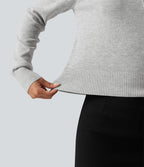 Scarf Tie Long Sleeve Casual Jumper — Fog Gray — view 7