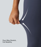 High Waisted Tummy Control Skinny Workout Leggings with Pockets — Mood Indigo — view 7