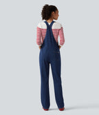 Denim Square Neck Sleeveless Tapered Casual Jumpsuit with Pockets — Estate Blue Denim — view 2