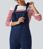 Denim Square Neck Sleeveless Tapered Casual Jumpsuit with Pockets — Estate Blue Denim — view 8