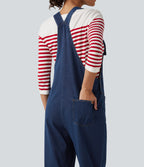 Denim Square Neck Sleeveless Tapered Casual Jumpsuit with Pockets — Estate Blue Denim — view 5