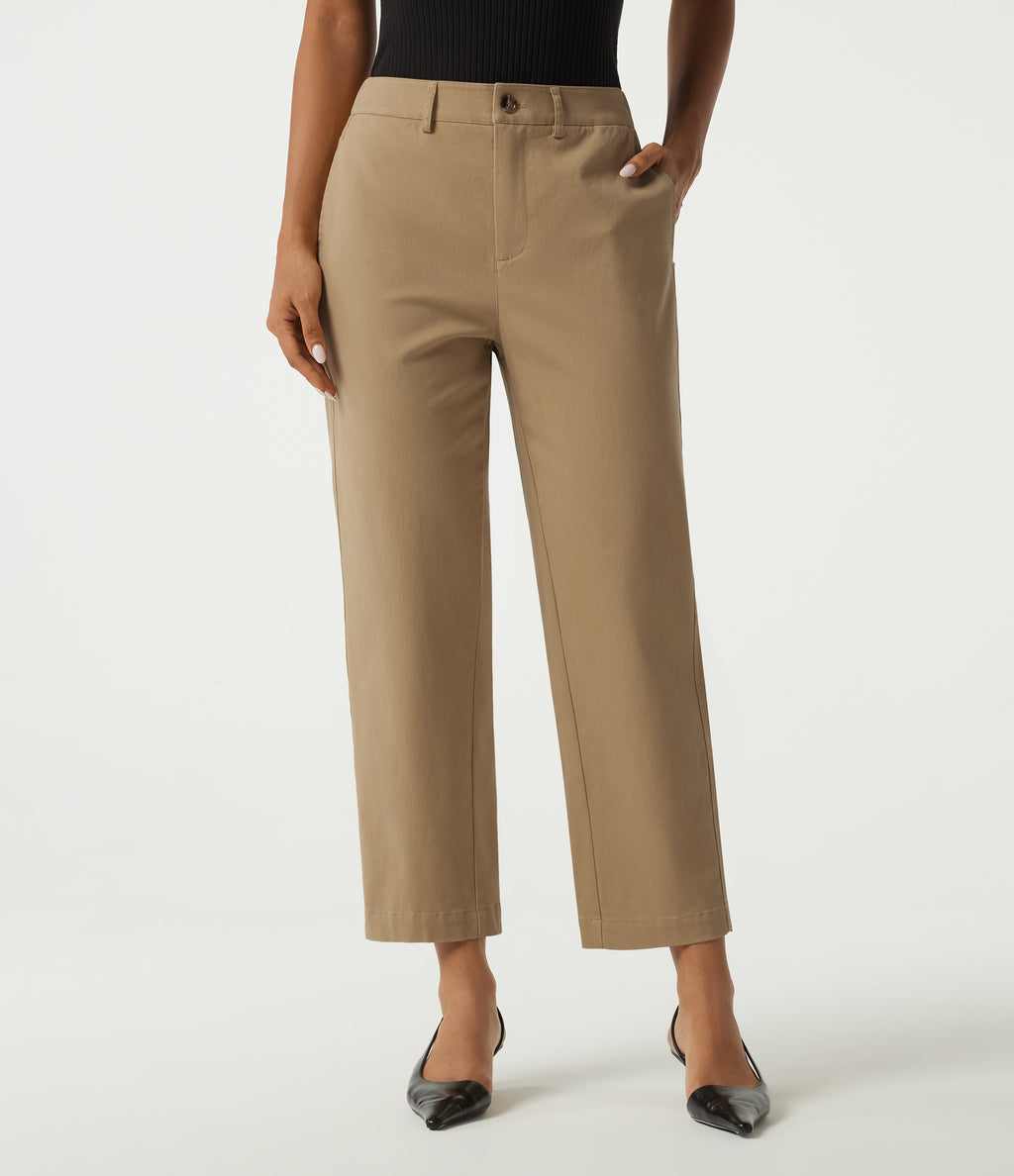 Mid Rise Tapered Work Chino Cotton Trousers with Pockets — Starfish — view 1