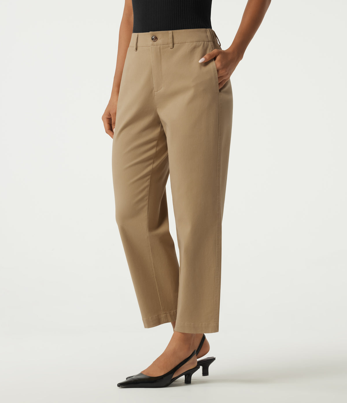 Mid Rise Tapered Work Chino Cotton Trousers with Pockets — Starfish — view 3
