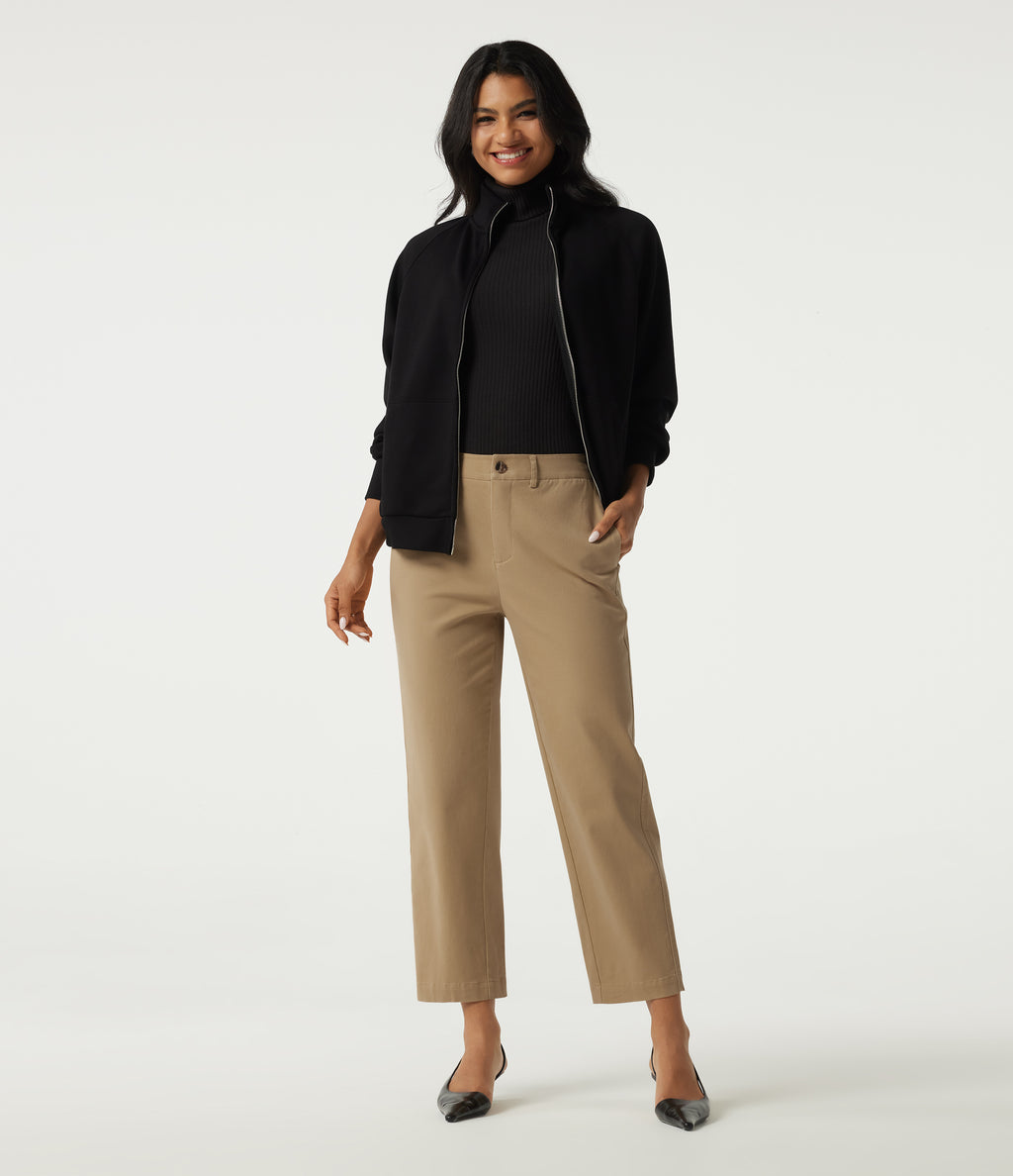 Mid Rise Tapered Work Chino Cotton Trousers with Pockets — Starfish — view 6