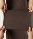 High Waisted Bootcut Work Cotton Trousers with Pockets — Chocolate Martini — view 6