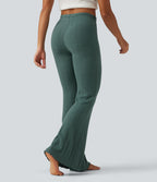 Cable Knit Mid Rise Drawstring Casual Flare Trousers — Rosemary Knit — view 2