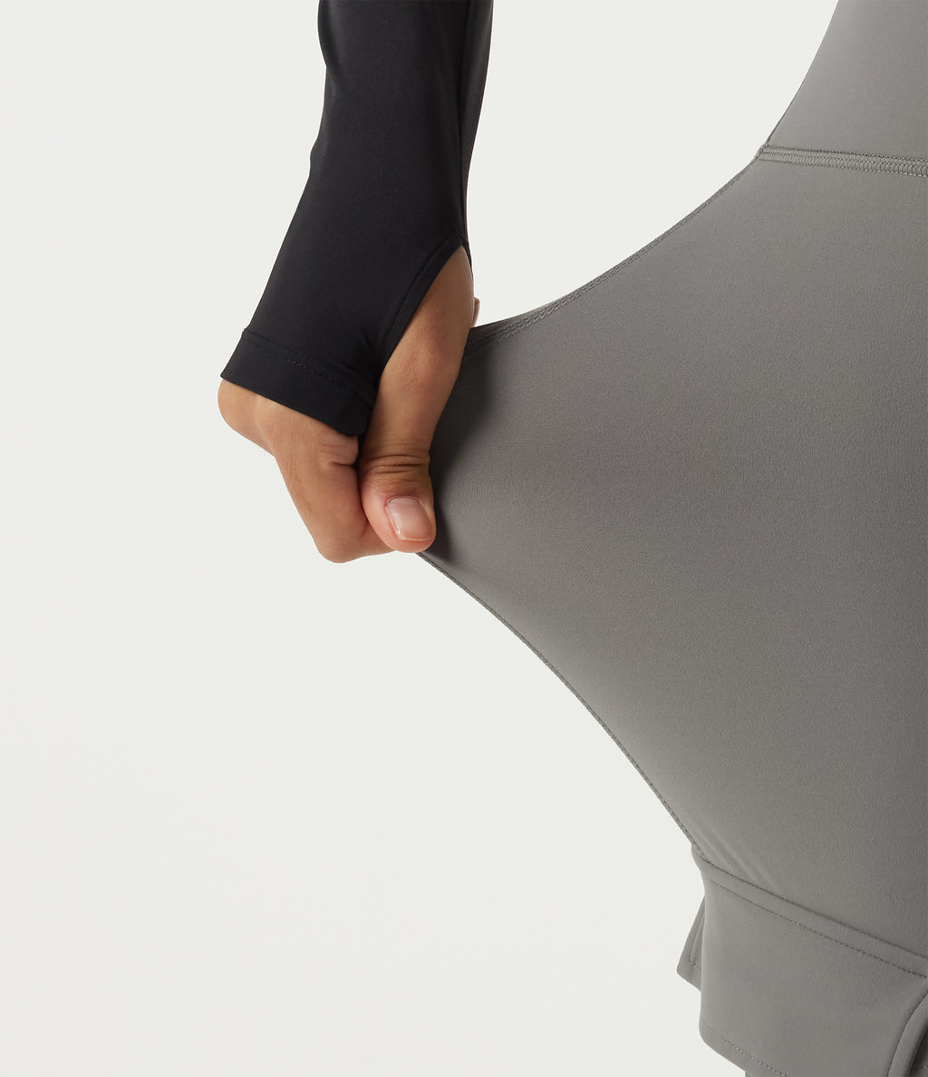 High Waisted Bootcut Stacked Yoga Leggings with Pockets — Steel Gray — view 7